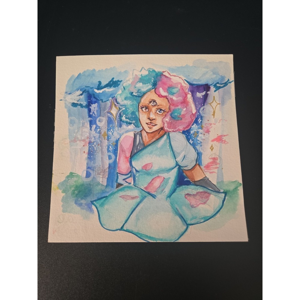 Original Steven Universe Cotton Candy Garnet Watercolor Painting Fan Art Unique